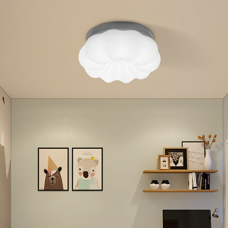 Plastic Cloud Flush Mount Ceiling Light Fixture Kids LED Flushmount Lighting in White