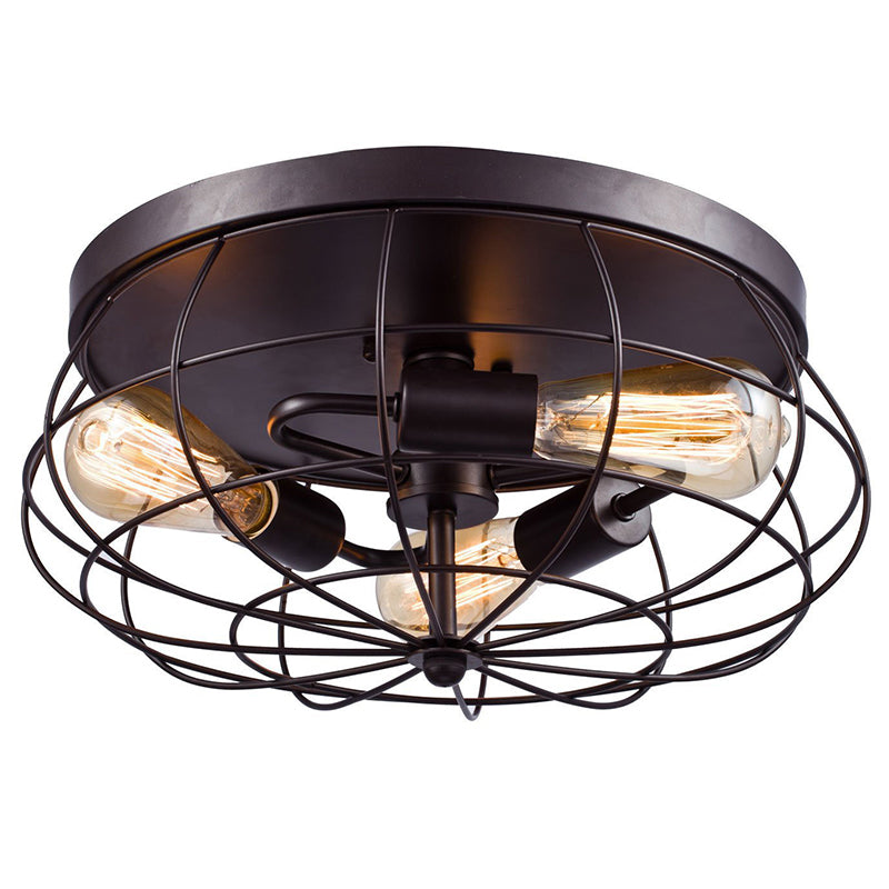 Plafonnier encastré en métal tambour, éclairage encastré de couloir vintage en noir