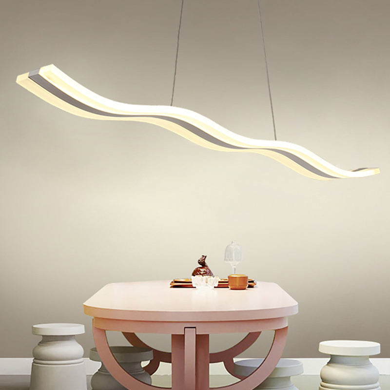 Liquid Flow Island Light Fixture Simplicity Acrylic White LED Pendant Lighting for Dinner