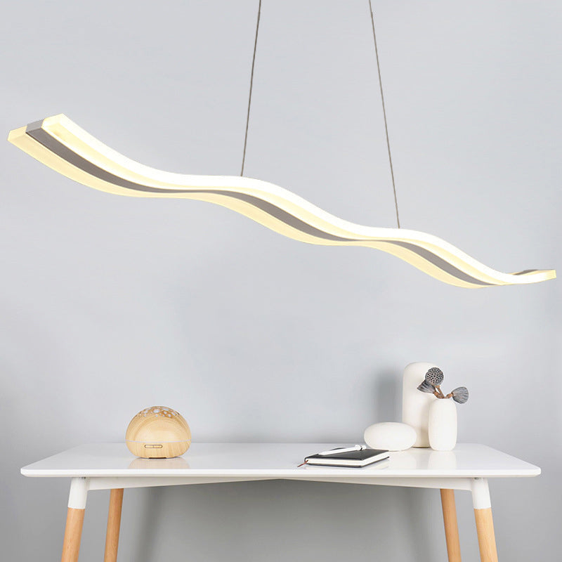 Liquid Flow Island Light Fixture Simplicity Acrylic White LED Pendant Lighting for Dinner