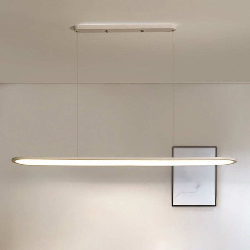 Simple LED Island Lighting Ideas Ultra-thin Oblong Hanging Lamp with Acrylic Shade