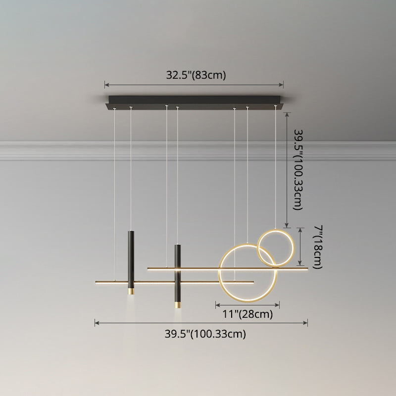 Anneaux et lignes de dîner lampe à suspension Métalliste Minimaliste LED PENDANT