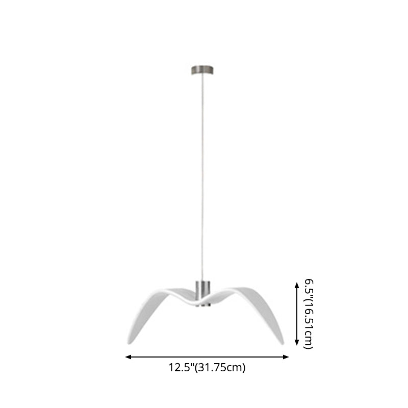 White Modern Art Deco Seagulls Hanging Lamp 1 Light Resin Material Drop Pendant for Dining Room