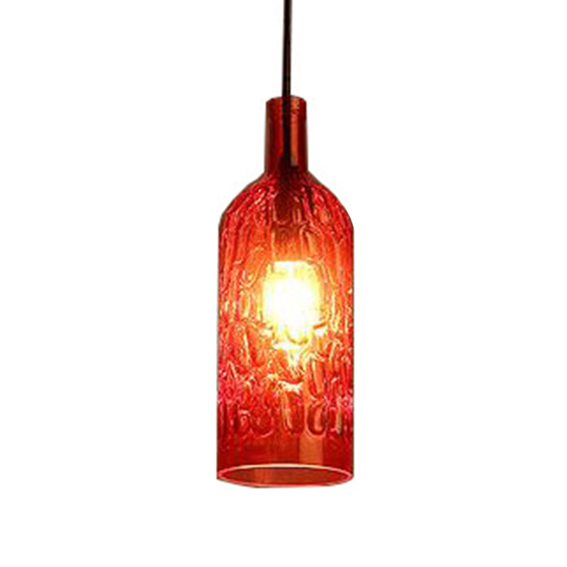 Vintage Art Deco Wijnfles Hangende lamp Golven Glas 1 Licht restaurant Down Lighting Pendant voor bar