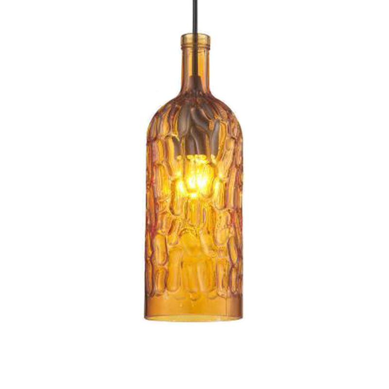 Vintage Art Deco Wijnfles Hangende lamp Golven Glas 1 Licht restaurant Down Lighting Pendant voor bar