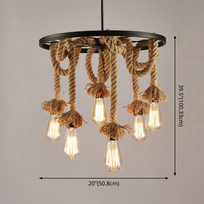 Luz de suspensión de cuerda industrial de la rueda de la rueda del vagón de metal negro para restaurante