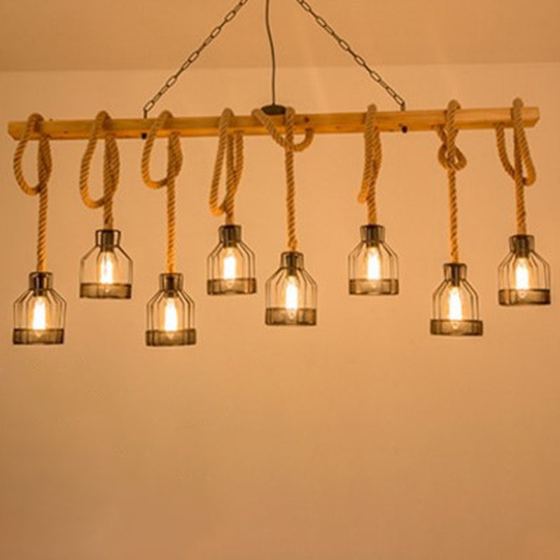 Éclairage de l'île Aménagement de style vintage en bois linéaire suspension suspendue en noir