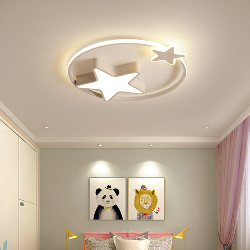 Kids Stars Shape Flush Mounted Ceiling Light Acrylic LED Bedroom Close to Ceiling Lighting
