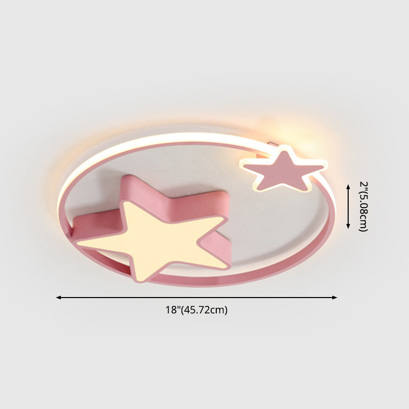 Kids Stars Shape Flush Mounted Ceiling Light Acrylic LED Bedroom Close to Ceiling Lighting