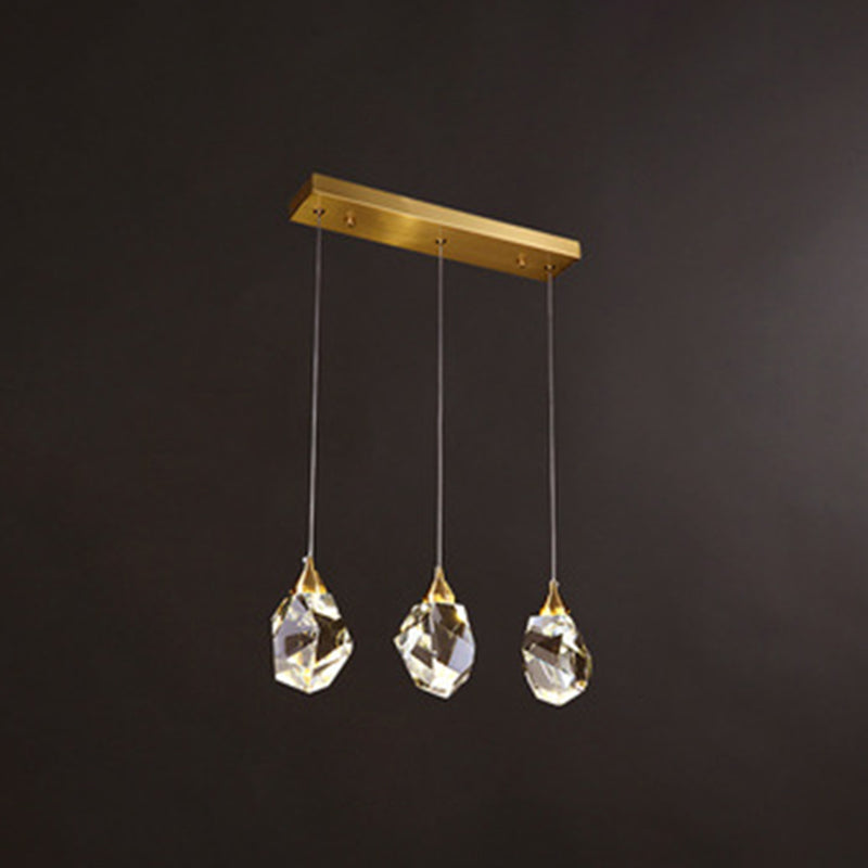Modern Stone Hanging Ceiling Light Crystal LED Bedroom Suspension Lighting in Gold