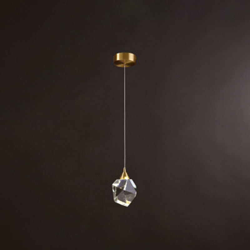 Modern Stone Hanging Ceiling Light Crystal LED Bedroom Suspension Lighting in Gold