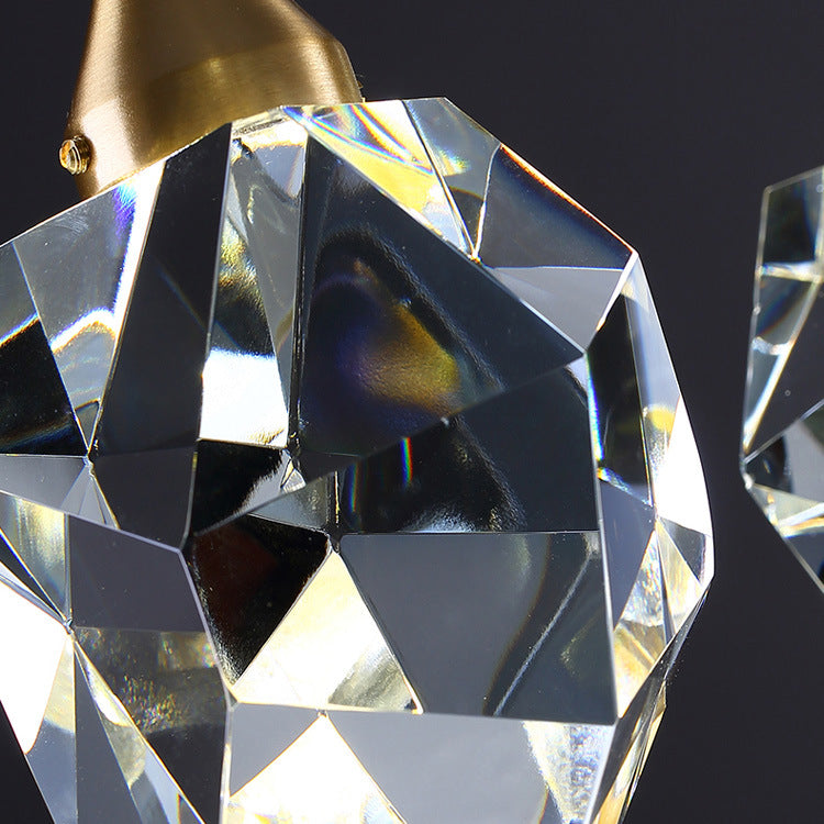 Modern Stone Hanging Ceiling Light Crystal LED Bedroom Suspension Lighting in Gold