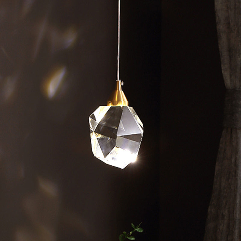 Modern Stone Hanging Ceiling Light Crystal LED Bedroom Suspension Lighting in Gold