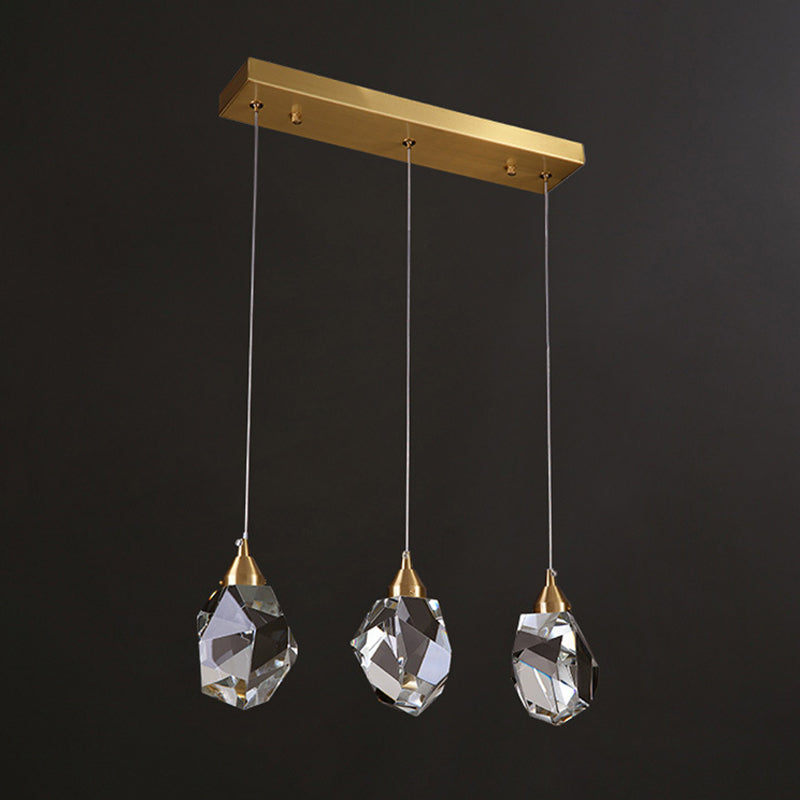 Modern Stone Hanging Ceiling Light Crystal LED Bedroom Suspension Lighting in Gold