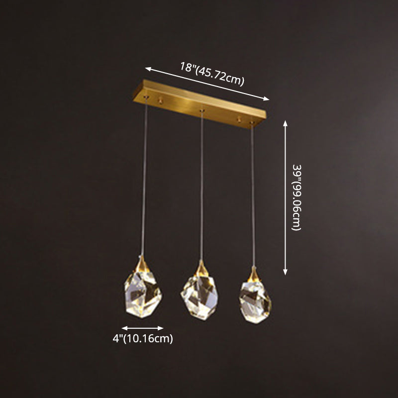 Modern Stone Hanging Ceiling Light Crystal LED Bedroom Suspension Lighting in Gold
