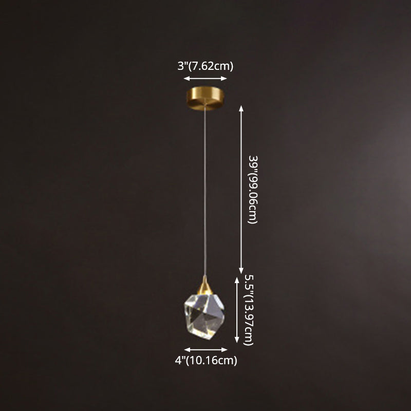 Modern Stone Hanging Ceiling Light Crystal LED Bedroom Suspension Lighting in Gold