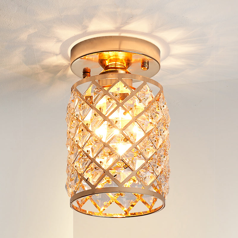 Crystal Pineapple Mini lámpara de techo semi empotrada minimalista 1 bombilla iluminación de techo para pasillo en dorado