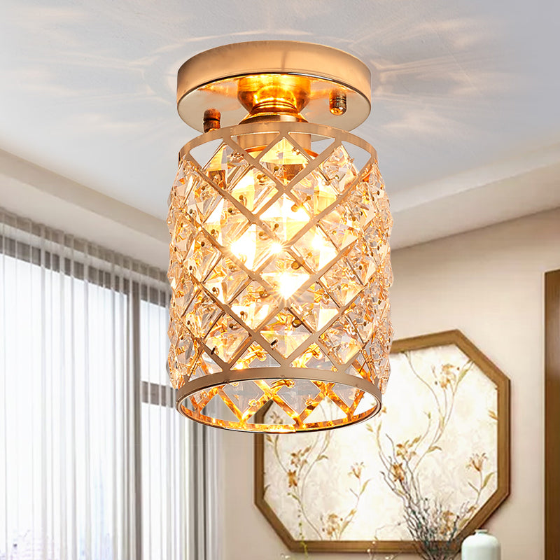 Crystal Pineapple Mini lámpara de techo semi empotrada minimalista 1 bombilla iluminación de techo para pasillo en dorado