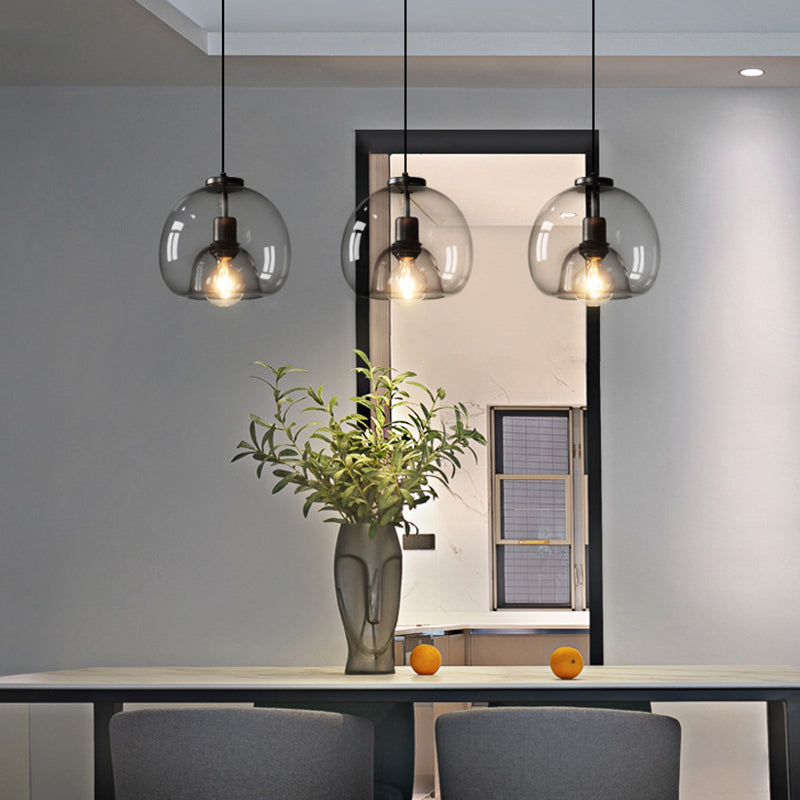 Black Mini Glass Globe Pendant Light Adjustable LED Kitchen Pendant Lighting