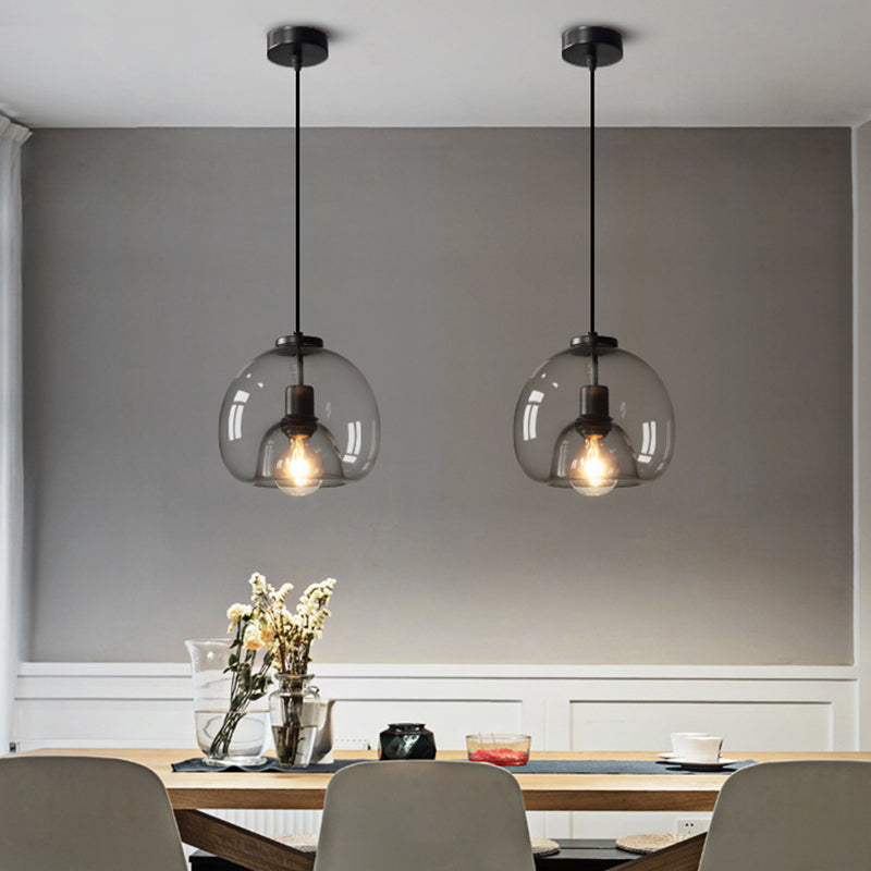 Black Mini Glass Globe Pendant Light Adjustable LED Kitchen Pendant Lighting