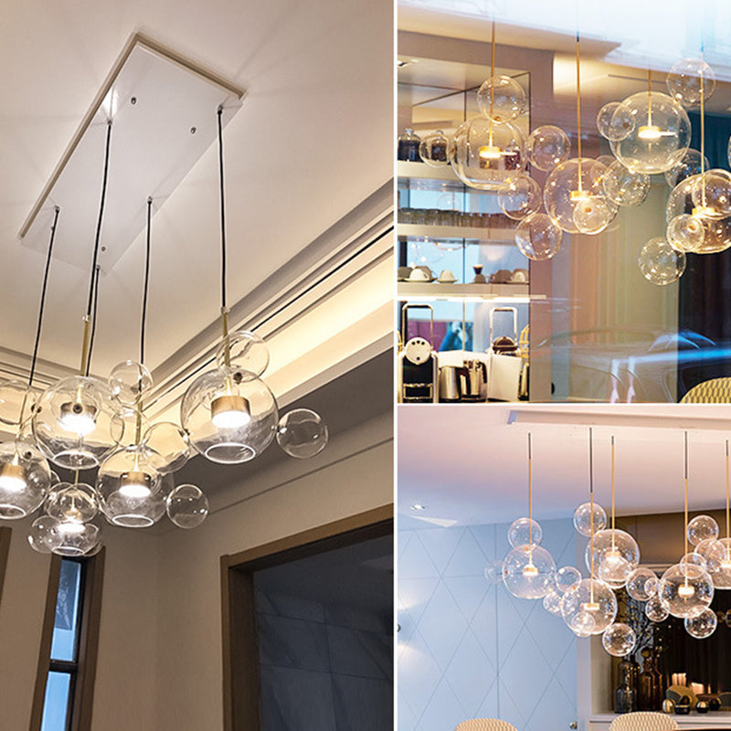 Clear Bubble Lamp Globe Glass Hanging Lamp for Dining Room Coffee Shop Restaurant