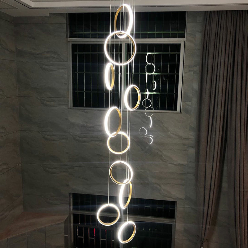 Scade grandi soffitto a sospensione Luce moderna anello di metallo nordico minimalista in ottone