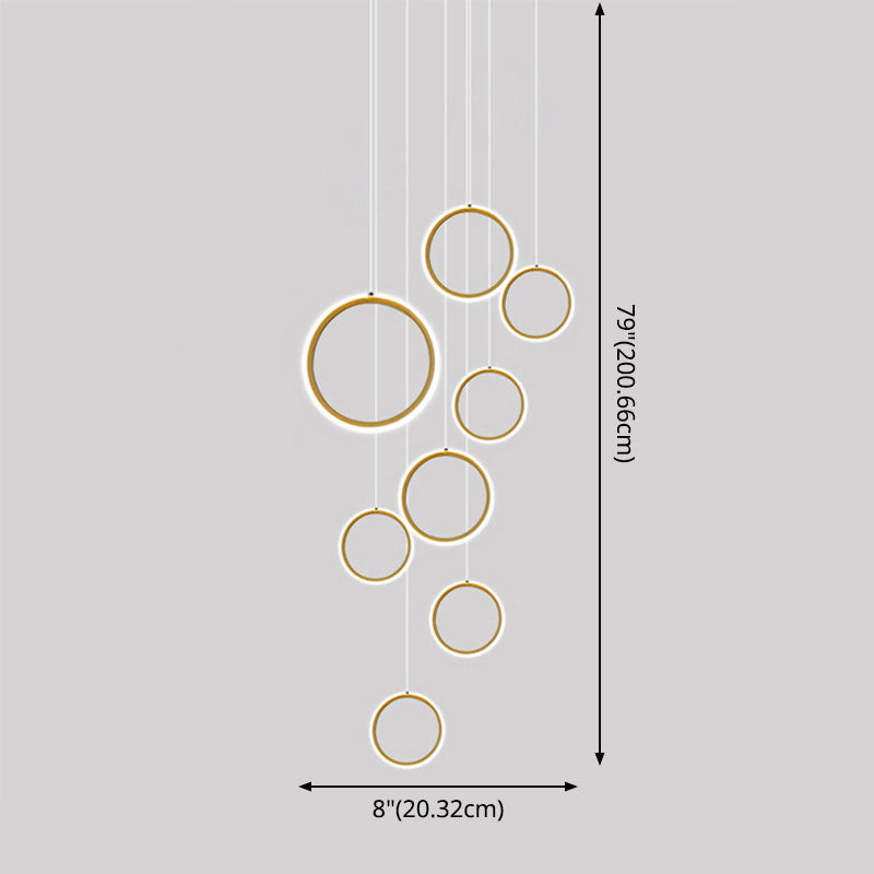 Scade grandi soffitto a sospensione Luce moderna anello di metallo nordico minimalista in ottone