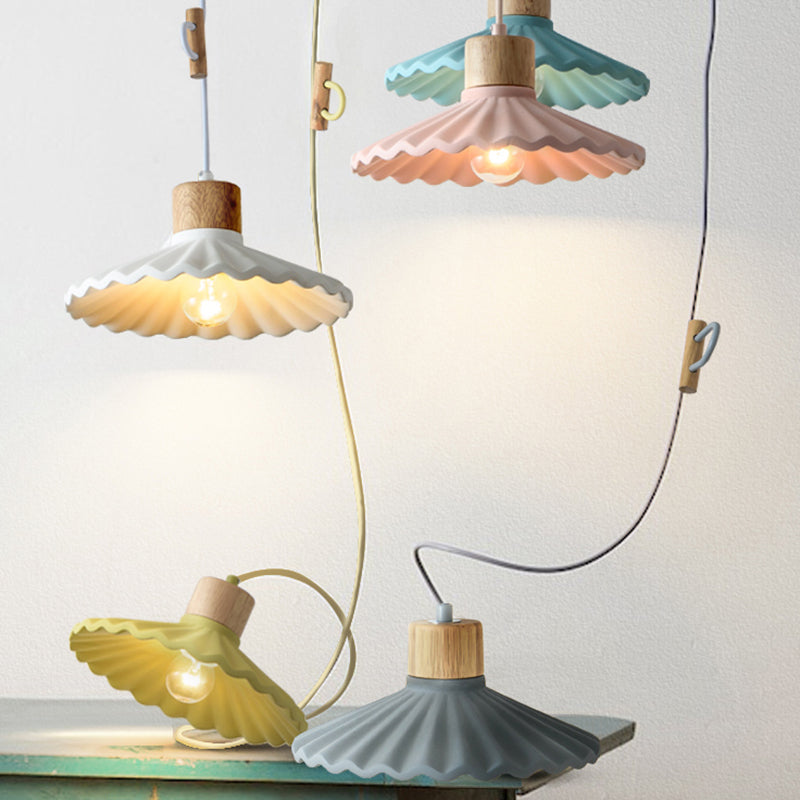 Modern Mini Colorful Pendant Light Lovely Cement Saucer Shade Single Pendant Light for Bedroom