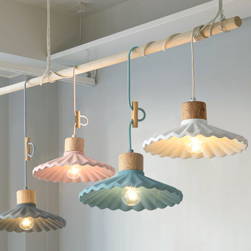 Modern Mini Colorful Pendant Light Lovely Cement Saucer Shade Single Pendant Light for Bedroom