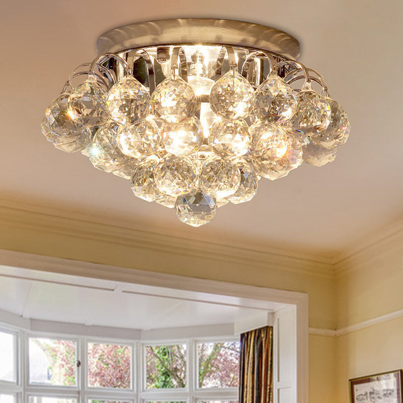 Contemporary 2-Light Flush Mount Spotlight Chrome Crystal Raindrop Deckenleuchte für Korridor