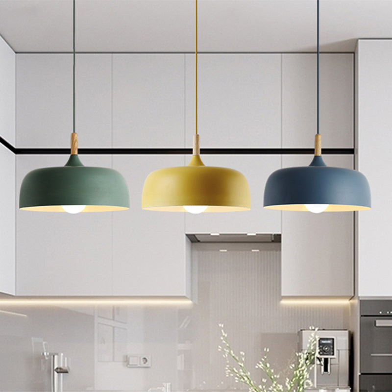 Macaron Color Modern LED Ceiling Light LED Hanging Pendant Light with Wood Lamp Socket