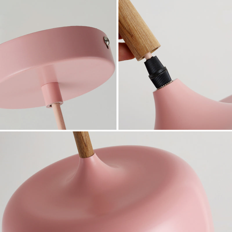 Macaron Color Modern LED Ceiling Light LED Hanging Pendant Light with Wood Lamp Socket