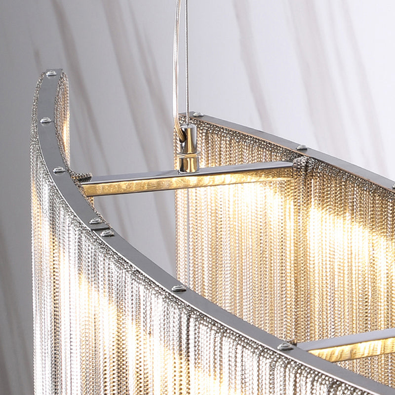 Lampada a catena del lampadario a catena in metallo circolare in stile postmoderno soggiorno Apparecchio di illuminazione a sospensione con LED SMD a 3 colori