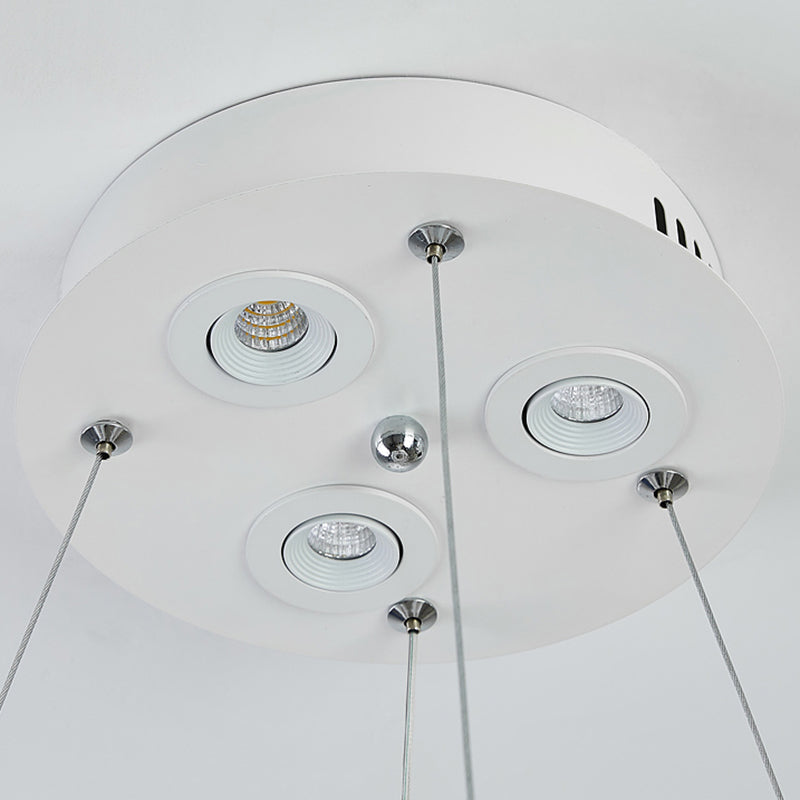 White Doughnut Shape Feather Chandelier Light Modern Style Hanging Pendant Lamp for Bedroom