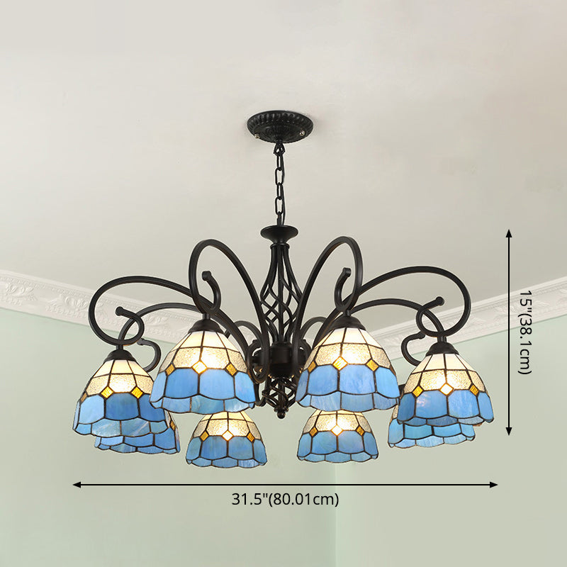 Lampadella Tiffany in vetro colorato Light Living Living Affettale Luce appesa con catene regolabili da 12 "