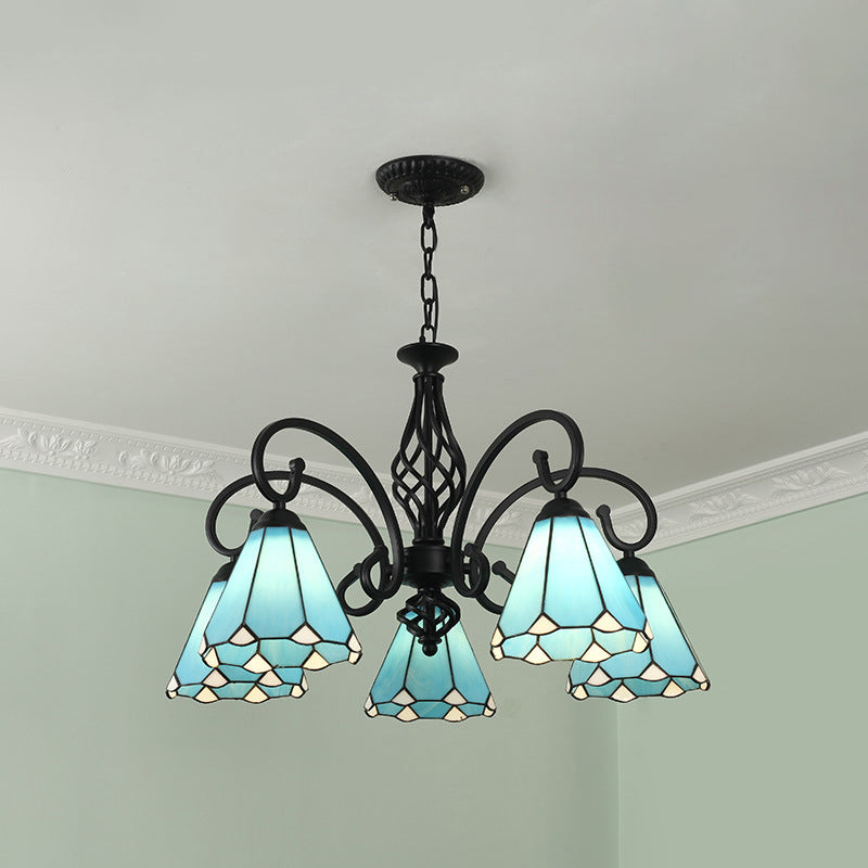 Lampadella Tiffany in vetro colorato Light Living Living Affettale Luce appesa con catene regolabili da 12 "