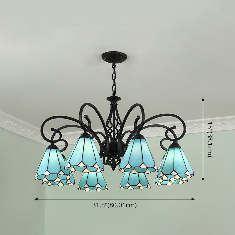 Lampadella Tiffany in vetro colorato Light Living Living Affettale Luce appesa con catene regolabili da 12 "