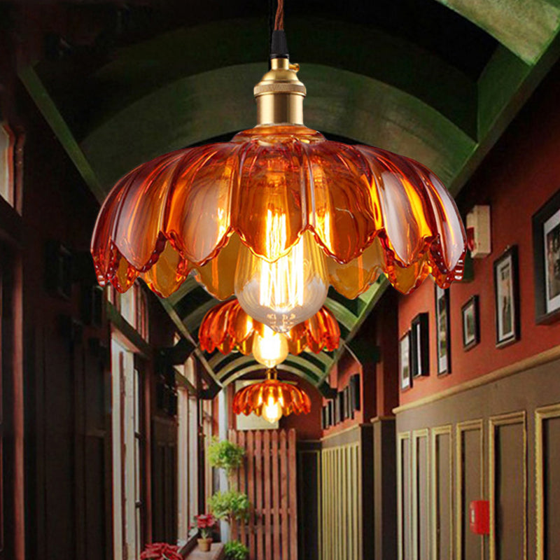 Corridoio a pendente smerlato corridoio ambra ambra singola lampadina a sospensione di luce, 8 "/10"/12 "di larghezza