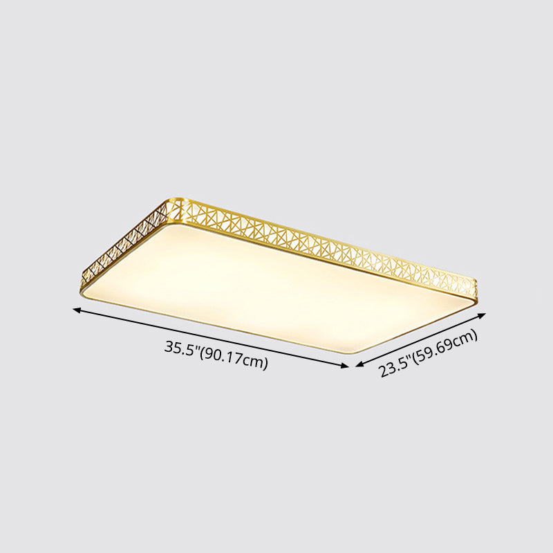 Brass Geometric Shaped Ceiling Light Minimalist Acrylic LED Flushmount with Nest Design