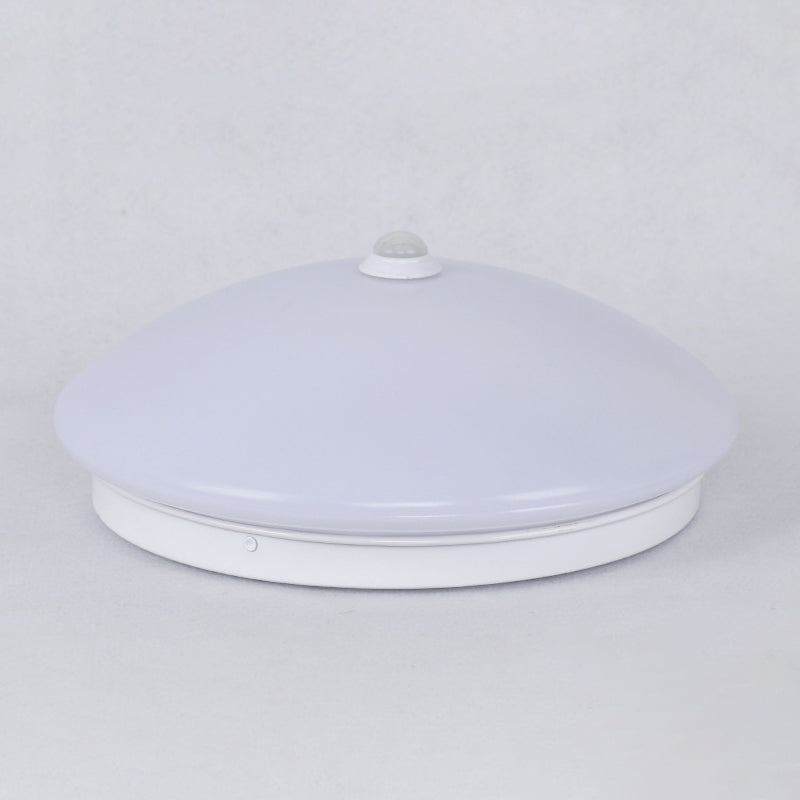 Cap Shaped Motion-Sensing Flush Light Fixture Simple Acrylic White LED Ceiling Light for Hallway