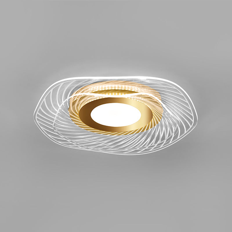 Acryl Ruffle Flushmount Leichte Schlichtheit Gold LED Deckenleuchte Montiert für Wohnzimmer