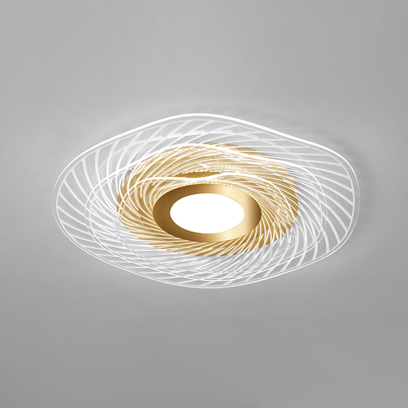 Acryl Ruffle Flushmount Leichte Schlichtheit Gold LED Deckenleuchte Montiert für Wohnzimmer