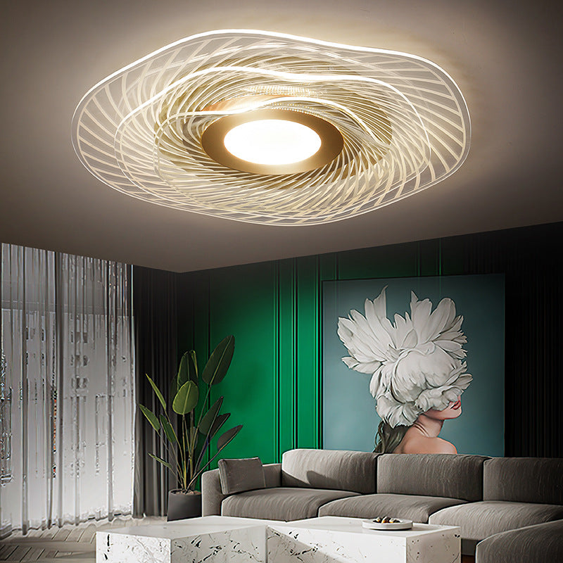Acryl Ruffle Flushmount Leichte Schlichtheit Gold LED Deckenleuchte Montiert für Wohnzimmer