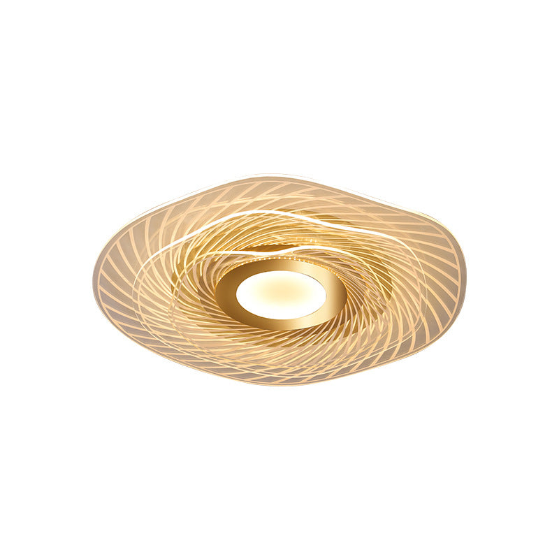 Acryl Ruffle Flushmount Leichte Schlichtheit Gold LED Deckenleuchte Montiert für Wohnzimmer