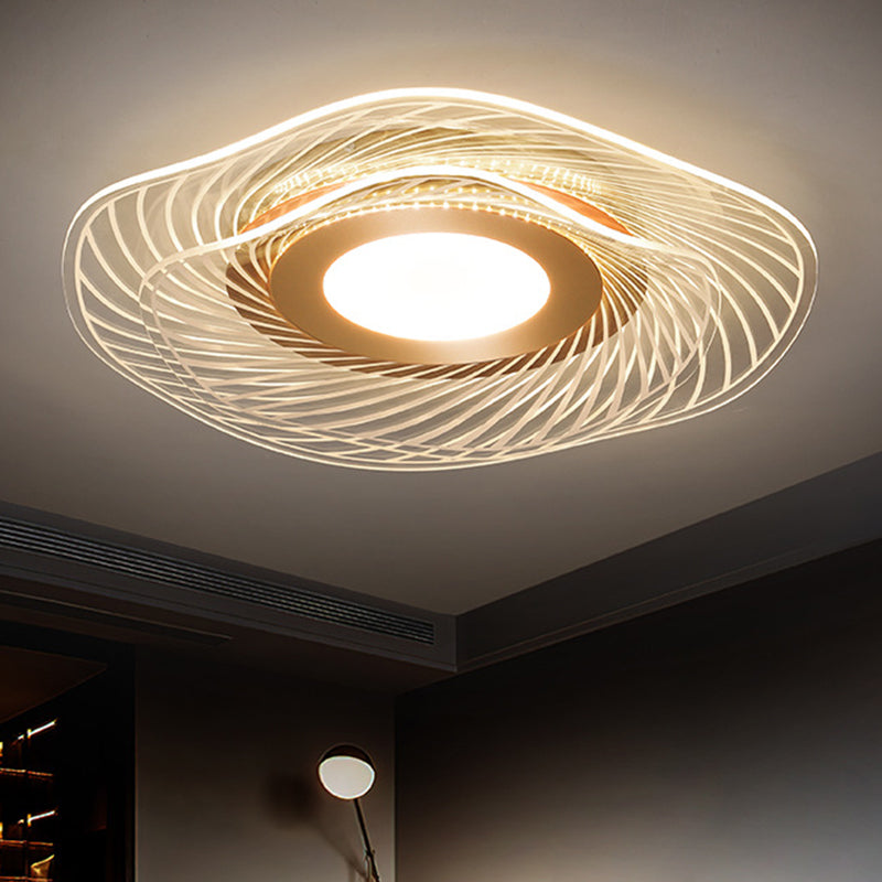 Acryl Ruffle Flushmount Leichte Schlichtheit Gold LED Deckenleuchte Montiert für Wohnzimmer