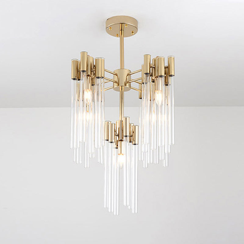 Brass Radial Hanging Lamp Traditional Fluted Crystal 5/9 Heads Dining Room Chandelier Light