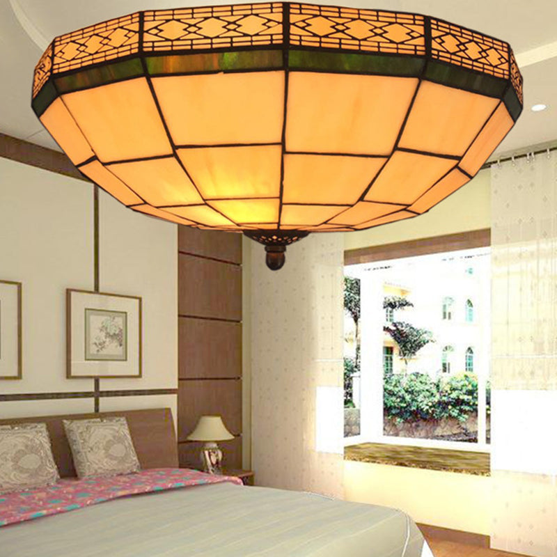 Hemispherical Glass Ceiling Lamp Traditional Style Flush Mount Light for Bedroom
