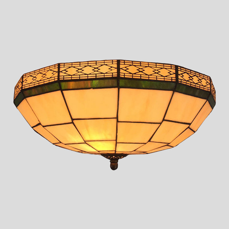 Hemispherical Glass Ceiling Lamp Traditional Style Flush Mount Light for Bedroom