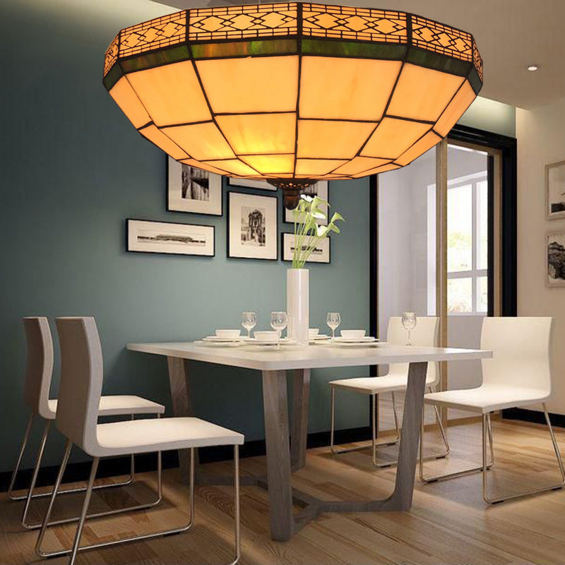 Hemispherical Glass Ceiling Lamp Traditional Style Flush Mount Light for Bedroom