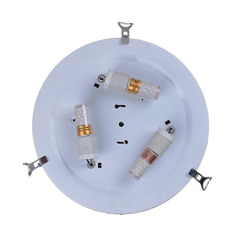 Dome Ceiling Flush Light Vintage Blue Handcrafted Glass Flushmount with Feather Pattern